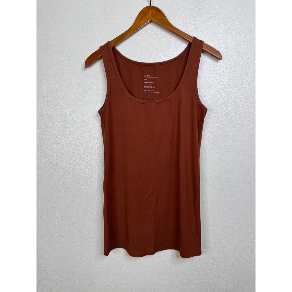 Storq Maternity Tank Top Rust Orange Terracotta Modal‎ Spandex Scoop Neck Size 3